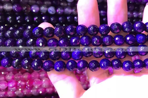 CAA3337 15 inches 8mm faceted round agate beads wholesale