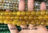 CAA3365 15 inches 10mm faceted round agate beads wholesale