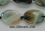 CAA337 15.5 inches 18*25mm faceted oval green line agate beads