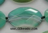 CAA338 15.5 inches 30*40mm faceted oval green line agate beads