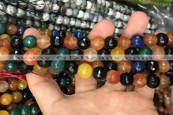 CAA3383 15 inches 10mm faceted round agate beads wholesale