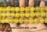 CAA3397 15 inches 12mm faceted round agate beads wholesale