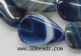 CAA342 15.5 inches 22*30mm flat teardrop blue line agate beads