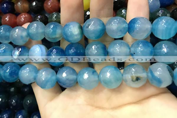 CAA3434 15 inches 14mm faceted round agate beads wholesale