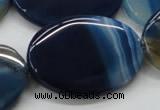 CAA346 15.5 inches 30*40mm oval blue line agate gemstone beads