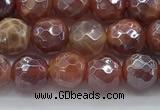 CAA3509 15.5 inches 6mm faceted round AB-color fire agate beads