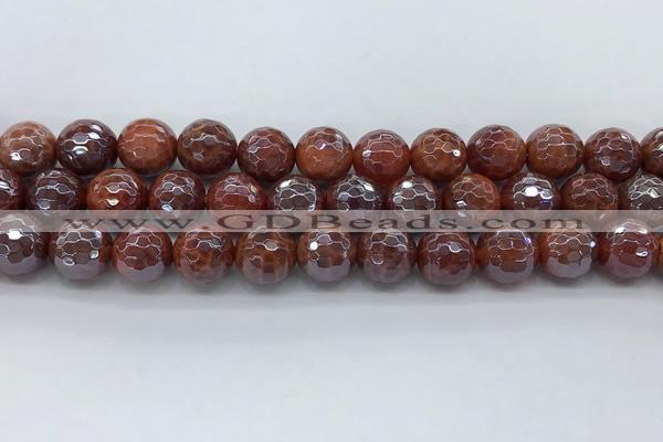 CAA3512 15.5 inches 12mm faceted round AB-color fire agate beads