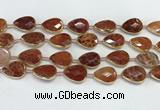 CAA3528 7.5 inches 13*18mm faceted flat teardrop fire agate beads