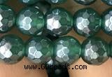 CAA3543 15.5 inches 6mm faceted round AB-color green agate beads