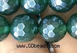 CAA3545 15.5 inches 10mm faceted round AB-color green agate beads