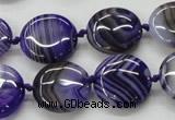 CAA355 15.5 inches 18mm flat round violet line agate gemstone beads