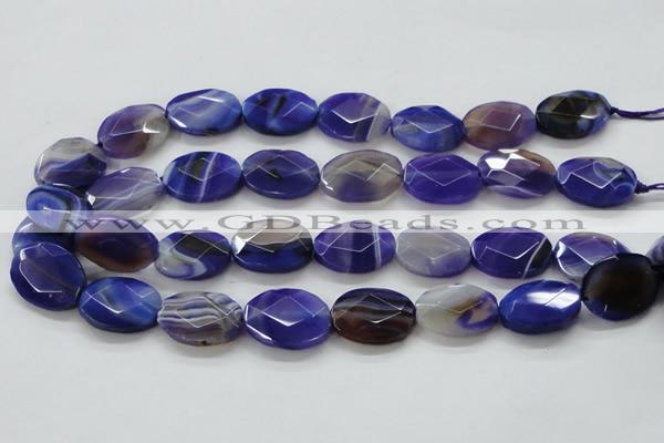 CAA358 15.5 inches 18*25mm faceted oval violet line agate beads