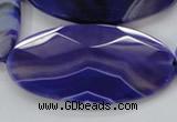 CAA360 15.5 inches 30*40mm faceted oval violet line agate beads