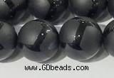 CAA3657 15.5 inches 10mm round matte & carved black agate beads