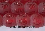 CAA3687 15.5 inches 8mm round matte & carved red agate beads