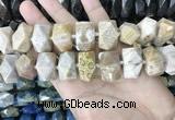 CAA3715 14*22mm - 15*25mm faceted nuggets chrysanthemum agate beads