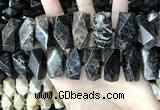 CAA3718 13*26mm - 15*30mm faceted nuggets chrysanthemum agate beads