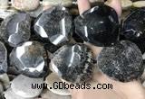 CAA3738 45*48mm - 45*50mm faceted flat teardrop chrysanthemum agate beads