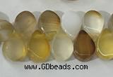 CAA3751 Top drilled 5*8mm flat teardrop line agate beads