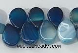 CAA3755 Top drilled 5*8mm flat teardrop line agate beads