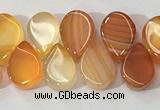 CAA3757 Top drilled 5*8mm flat teardrop line agate beads