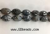 CAA3799 15*25mm - 18*28mm faceted rice dragon veins agate beads