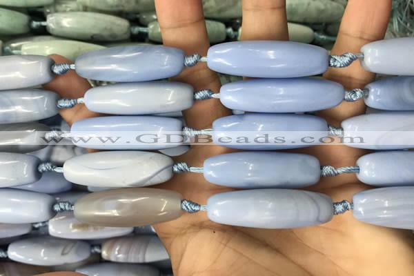 CAA3814 15.5 inches 12*40mm rice blue agate beads wholesale