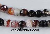 CAA384 15.5 inches 8mm faceted round fire crackle agate beads