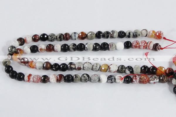 CAA385 15.5 inches 10mm faceted round fire crackle agate beads