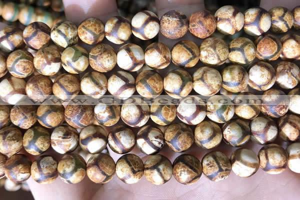 CAA3858 15 inches 8mm round tibetan agate beads wholesale