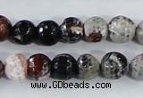 CAA386 15.5 inches 12mm faceted round fire crackle agate beads