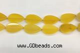 CAA4077 15.5 inches 30*50mm flat teardrop yellow agate gemstone beads