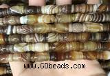 CAA4195 15.5 inches 8*15mm carved drum line agate gemstone beads