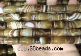 CAA4197 15.5 inches 10*20mm carved drum line agate gemstone beads