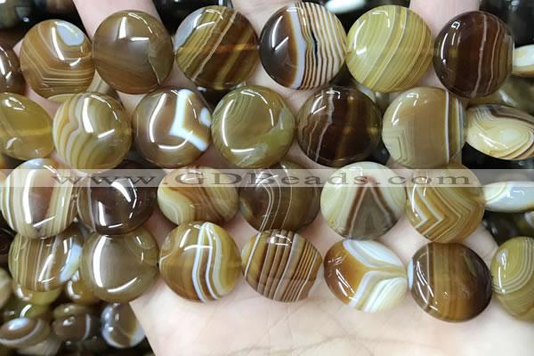 CAA4206 15.5 inches 18mm flat round line agate beads wholesale