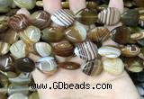 CAA4220 15.5 inches 15*20mm flat teardrop line agate beads wholesale