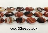 CAA4301 15.5 inches 25*30mm twisted oval line agate beads