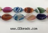 CAA4303 15.5 inches 25*35mm twisted oval line agate beads