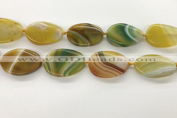 CAA4306 15.5 inches 32*40mm twisted oval line agate beads