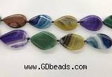 CAA4323 15.5 inches 30*40mm twisted oval line agate beads