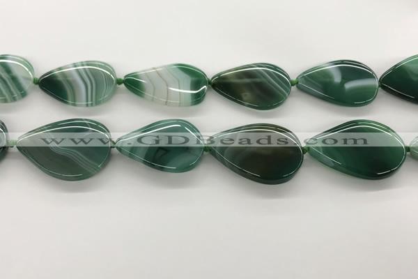 CAA4328 15.5 inches 30*40mm flat teardrop line agate beads