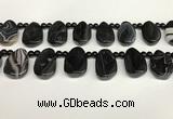 CAA4369 Top drilled 20*30mm freeform black banded agate beads