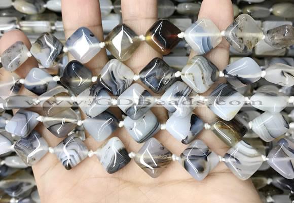 CAA4380 15.5 inches 12*12mm diamond Montana agate beads