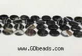 CAA4397 15.5 inches 15*20mm oval black banded agate beads