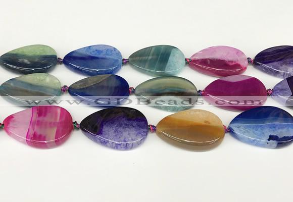 CAA4432 15.5 inches 25*35mm flat teardrop agate druzy geode beads