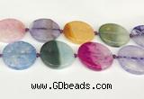 CAA4435 15.5 inches 35mm flat round agate druzy geode beads