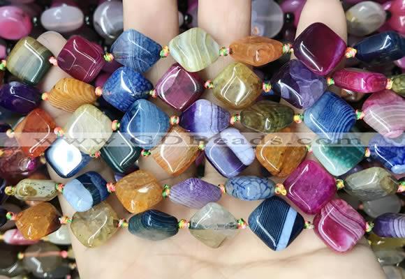 CAA4470 15.5 inches 12*12mm diamond dragon veins agate beads