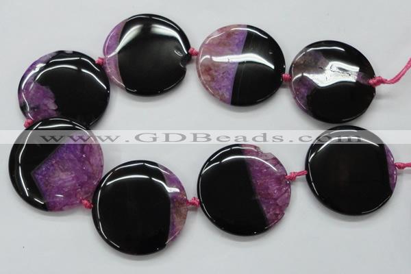 CAA449 15.5 inches 45mm flat round agate druzy geode  beads