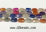 CAA4524 15.5 inches 13*18mm faceted rectangle dragon veins agate beads