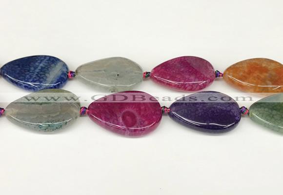 CAA4532 15.5 inches 25*35mm flat teardrop dragon veins agate beads